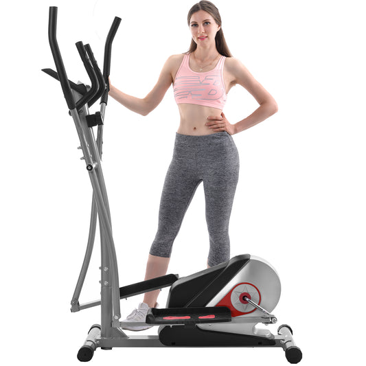 MoonSun Elliptical Machine Trainer Magnetic Smooth Quiet Driven with LCD Monitor, Heart Rate Monitor,Speed