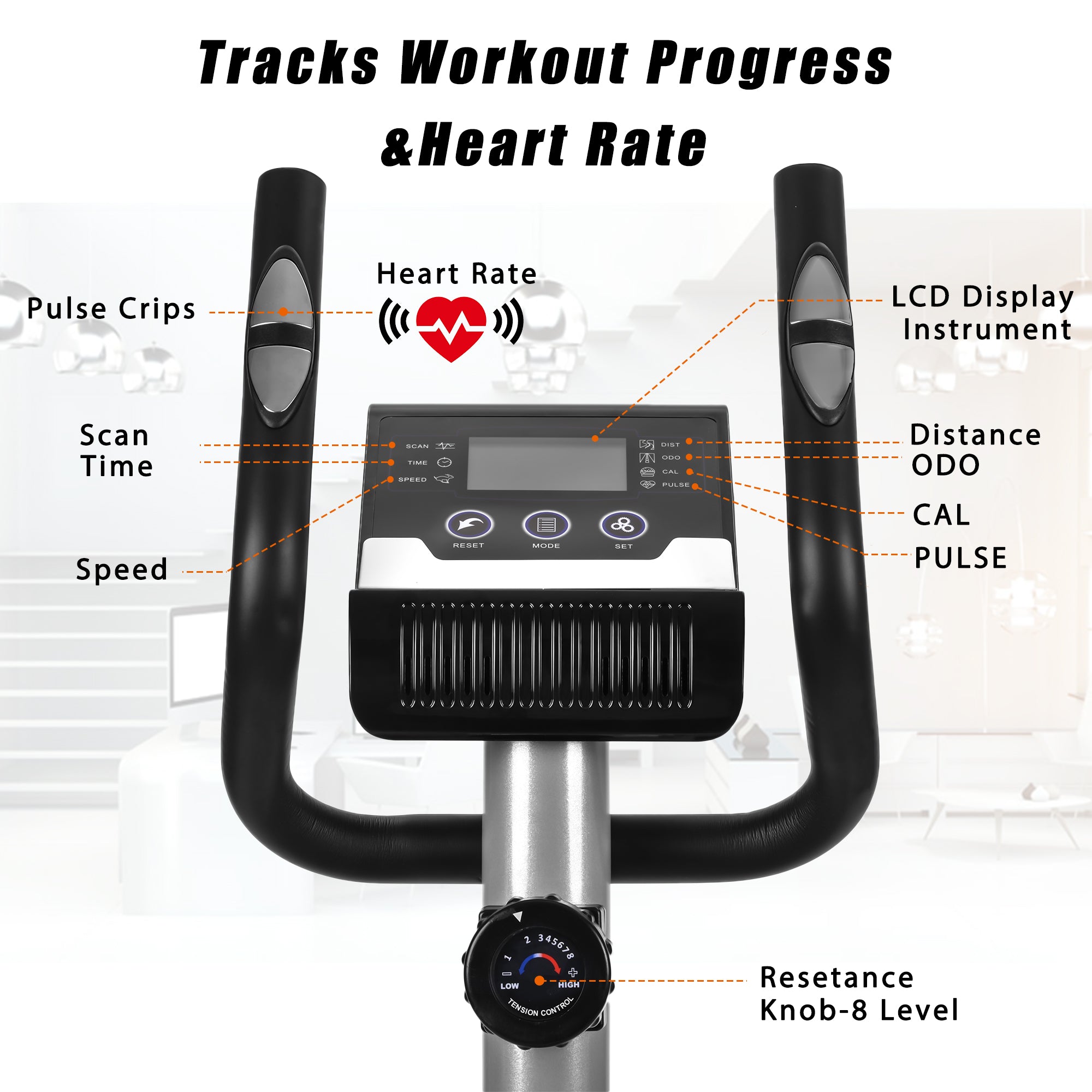 MoonSun Elliptical Machine Trainer Magnetic Smooth Quiet Driven with LCD Monitor, Heart Rate Monitor,Speed