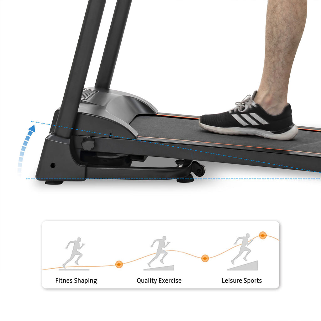 MoonSun Folding Treadmill, Under Desk Electric Treadmill Motorized Running Jogging with LED Display /Audio Speakers /Incline Adjuster for Home Office