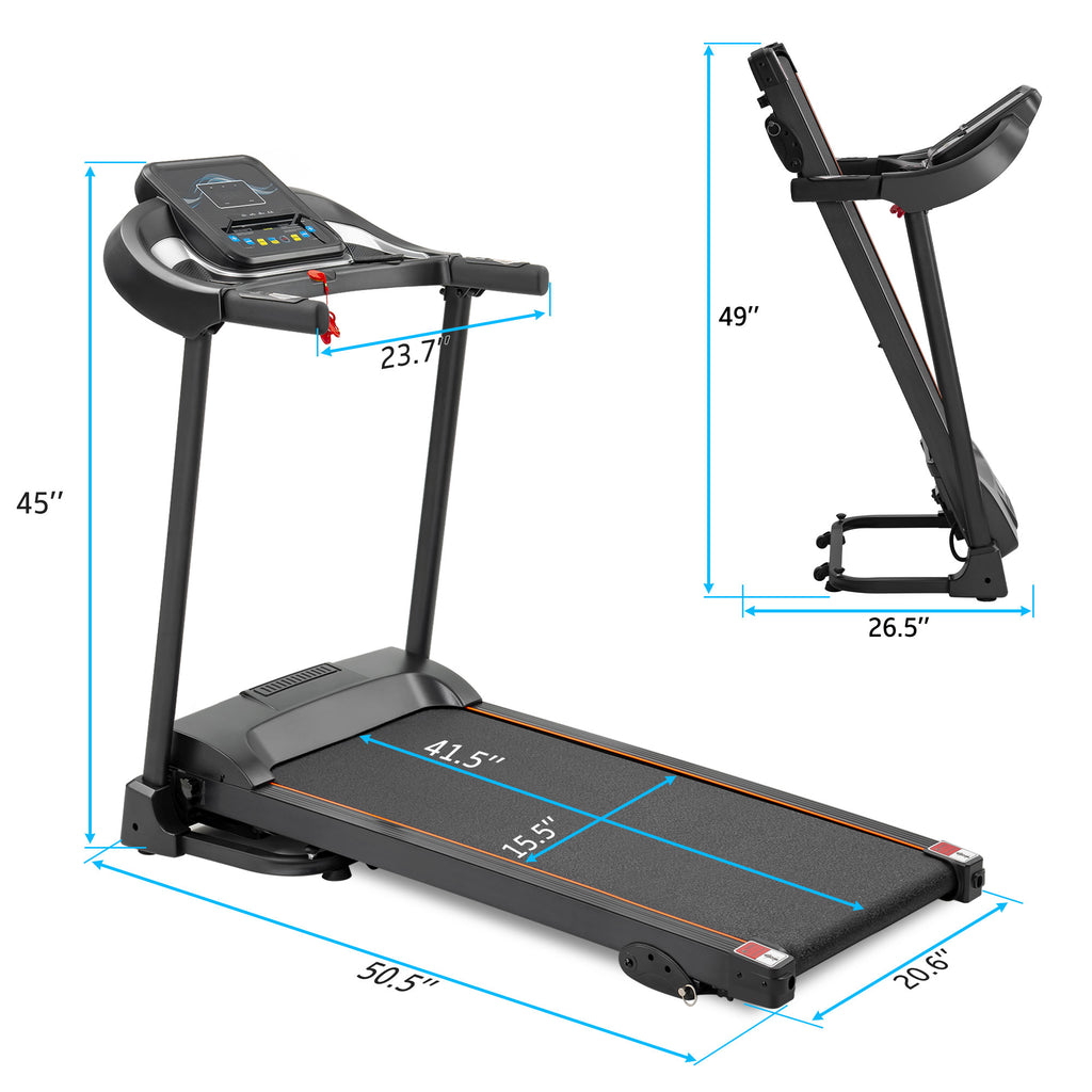 MoonSun Folding Treadmill, Under Desk Electric Treadmill Motorized Running Jogging with LED Display /Audio Speakers /Incline Adjuster for Home Office