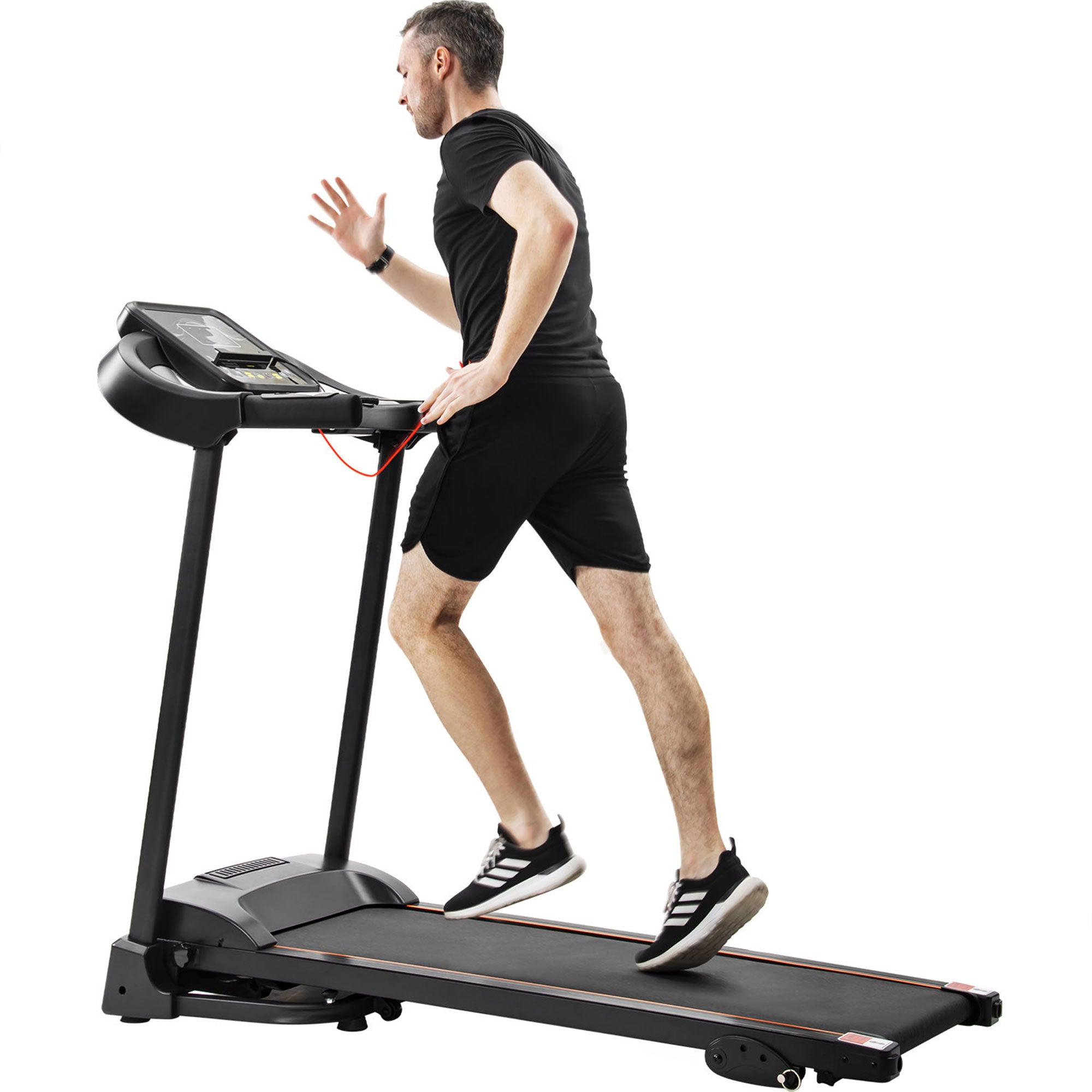 MoonSun Folding Treadmill, Under Desk Electric Treadmill Motorized Running Jogging with LED Display /Audio Speakers /Incline Adjuster for Home Office